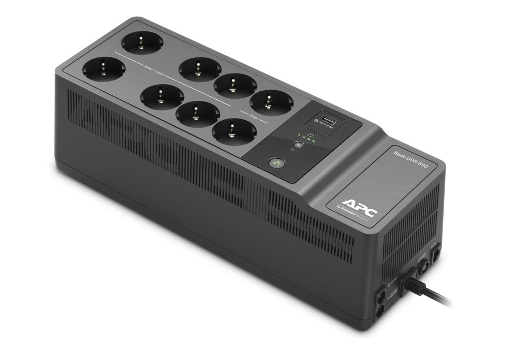 APC Back-UPS BE650G2-GR | 650 VA / 400 W | 8x Schuko Stopcontacten | 1x USB-A Oplaadpoort | LED-statusindicator | Vervangbare Batterij | Compacte Tower UPS - Matmuis - Matmuis
